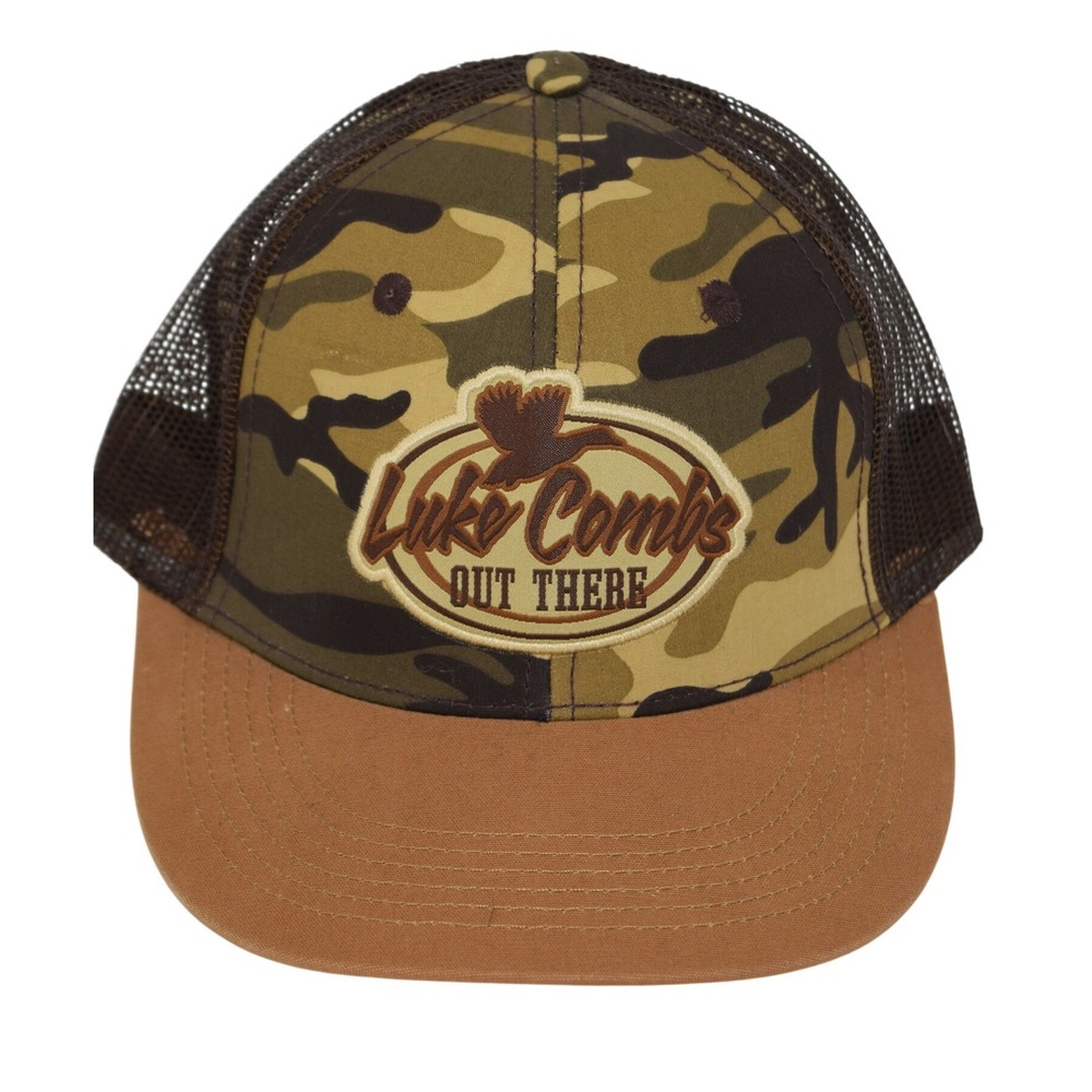 Luke Combs Out There Trucker Hat Camo Brown Snapback Mesh Back Cap - Picture 2 of 5